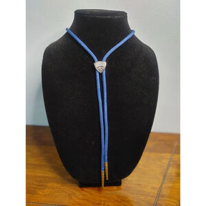 Men's Unbranded Blue Bolo Tie with Gold Tips, One Size
